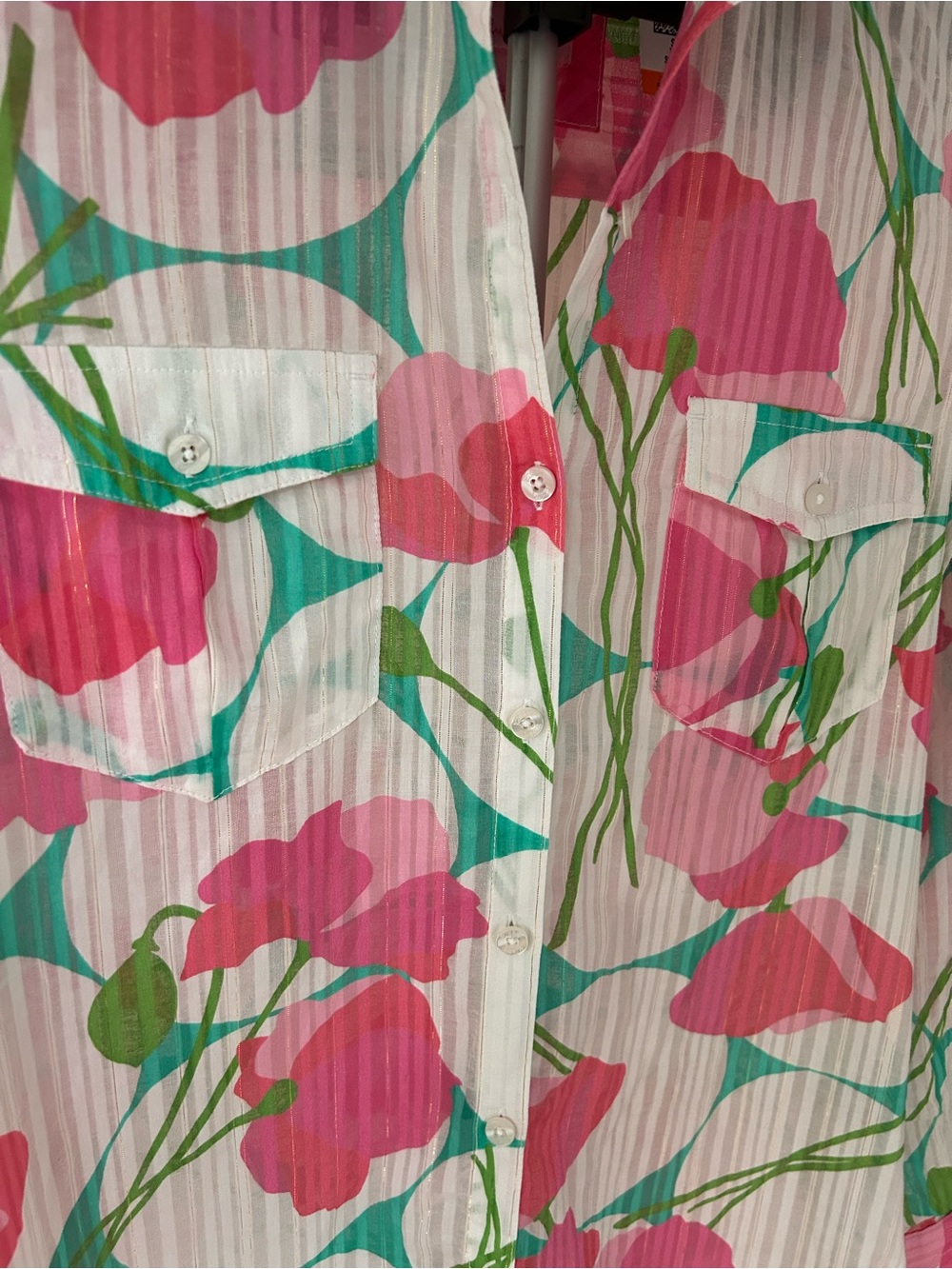 Lilly Pulitzer Resort Fit Women’s Floral Button-Front Shirt - Pink & Green - Picture 2 of 10